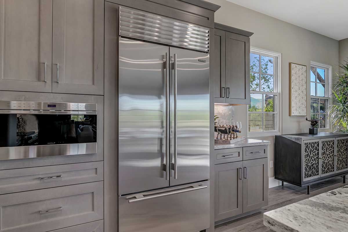 kitchen with refrigerator rendering.