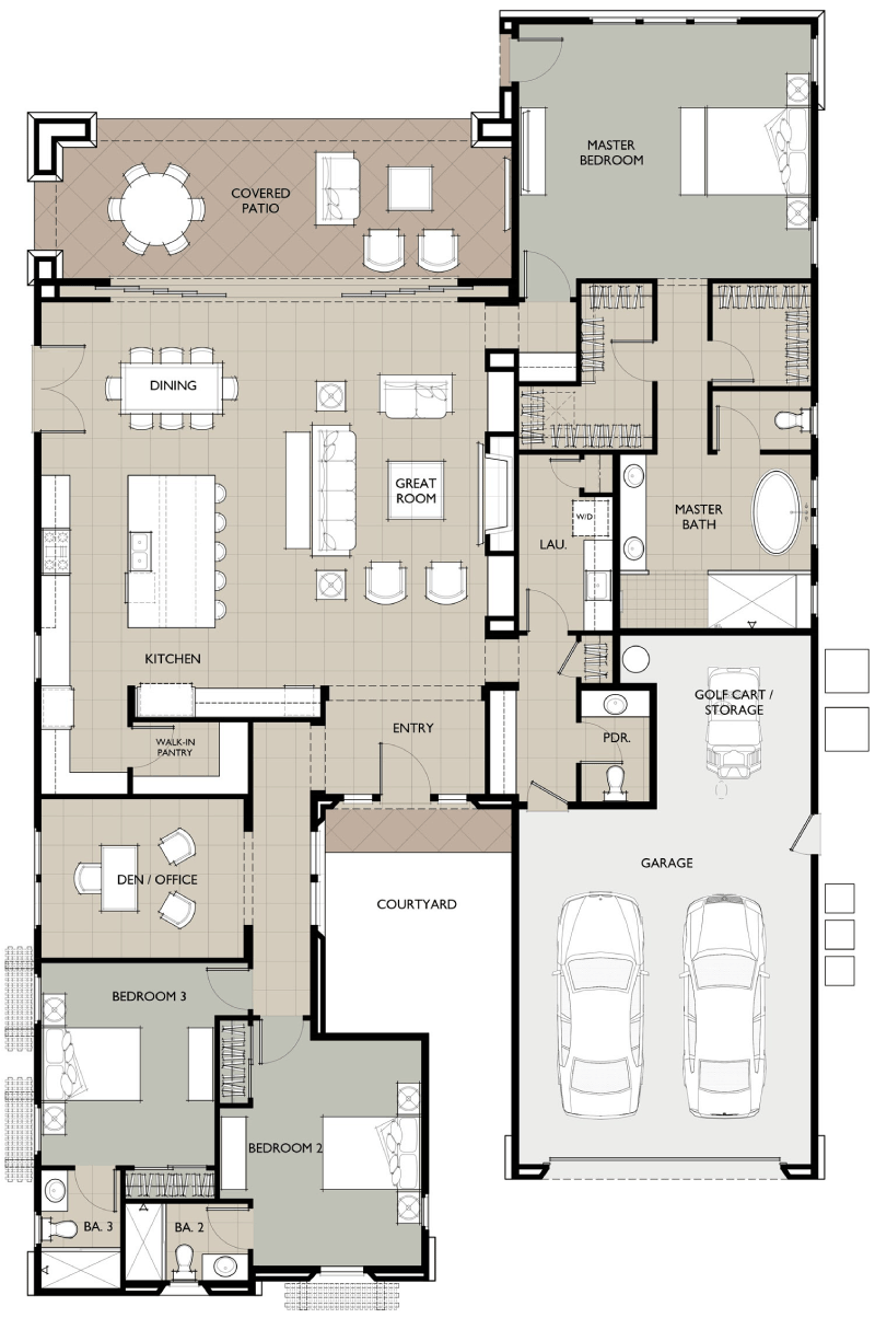 artist rendering of the footprint for plan 2xr.